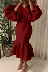 Elegante vestido de cóctel de sirena azul real